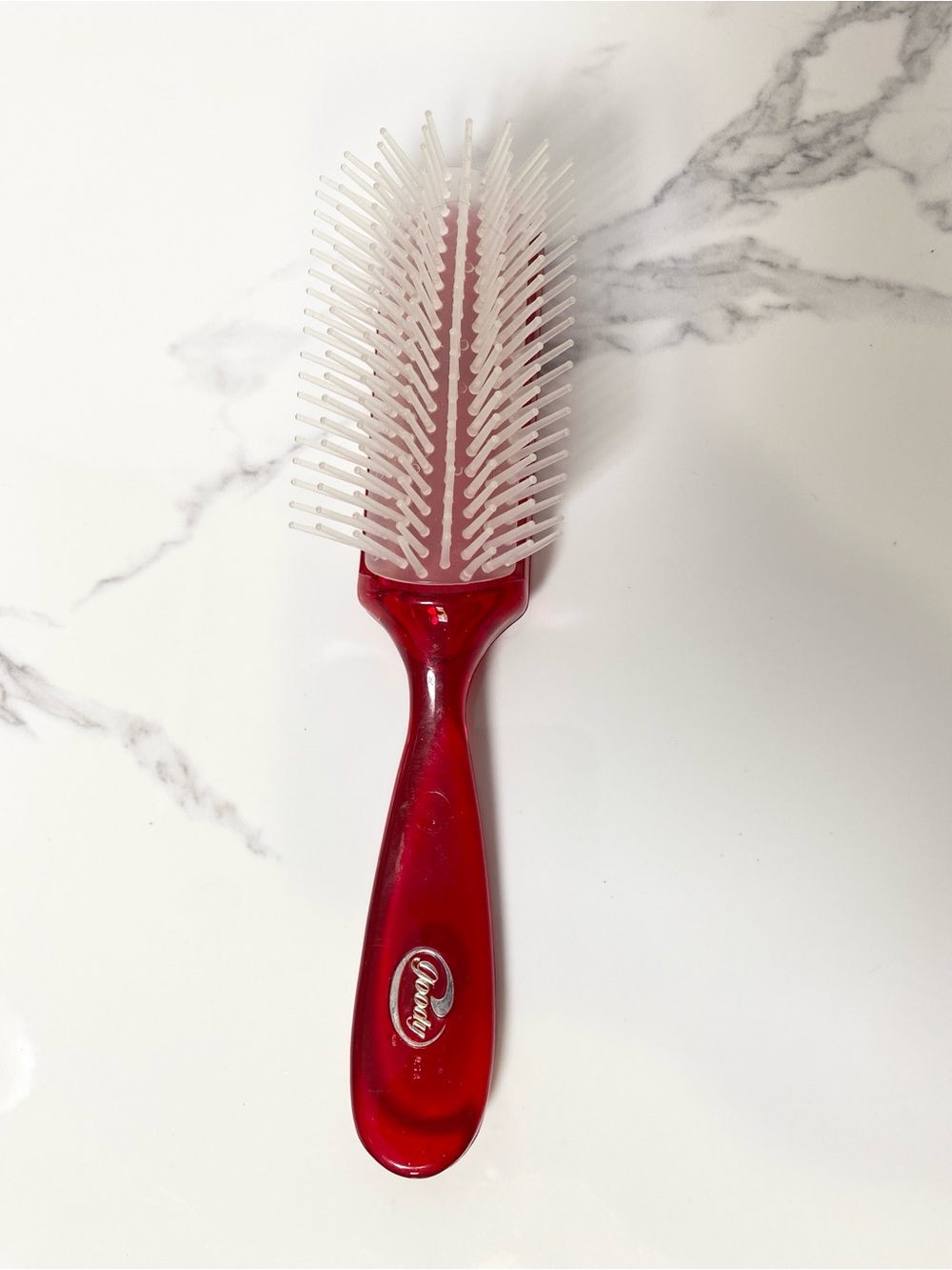Vintage Goody Red Plastic Hair Brush USA Made Movie Prop